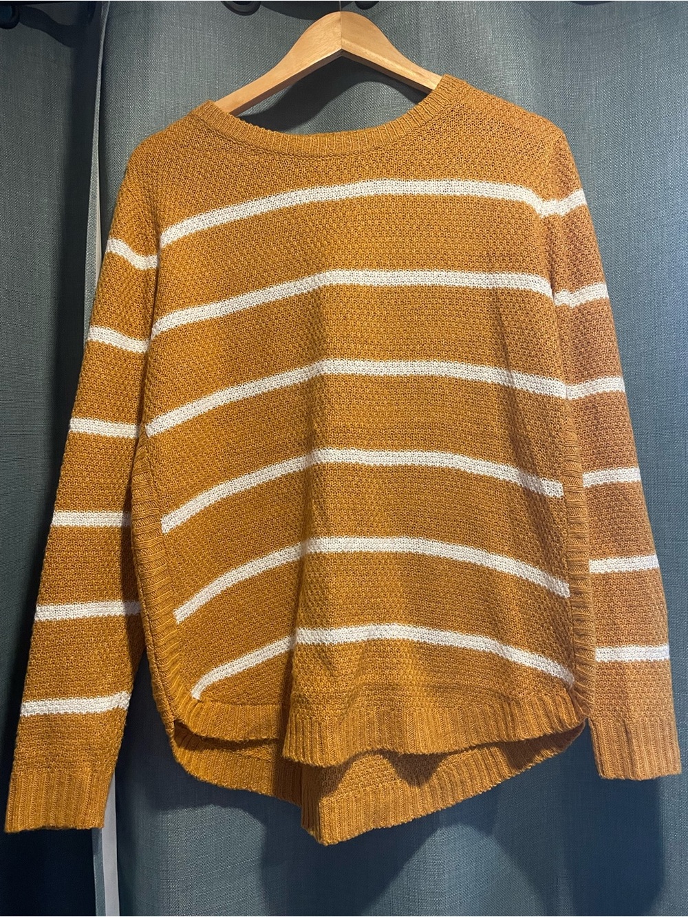 Staccato Mustard and White Striped Crewneck Sweater